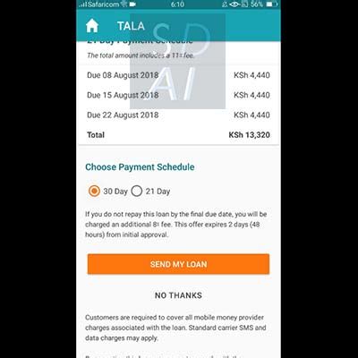 tala loan application form